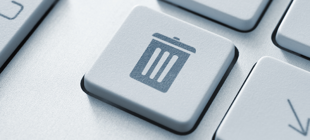 computer key with trash can icon