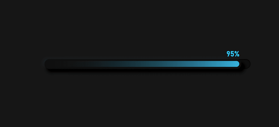 a blue loading bar at 95% on a black background. How to Add a Page Loading Animation (Preloader) in WordPress
