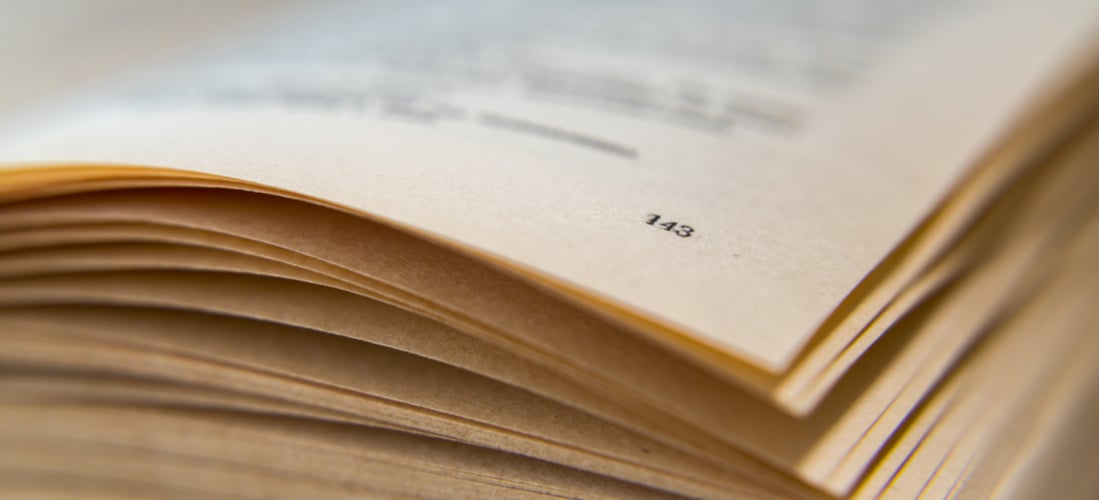 Numbered pages in a book representing pagination