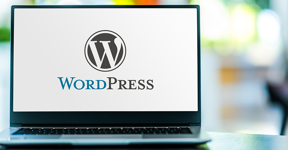 How to use WordPress, a guide. image depicts WordPress logo on a laptop