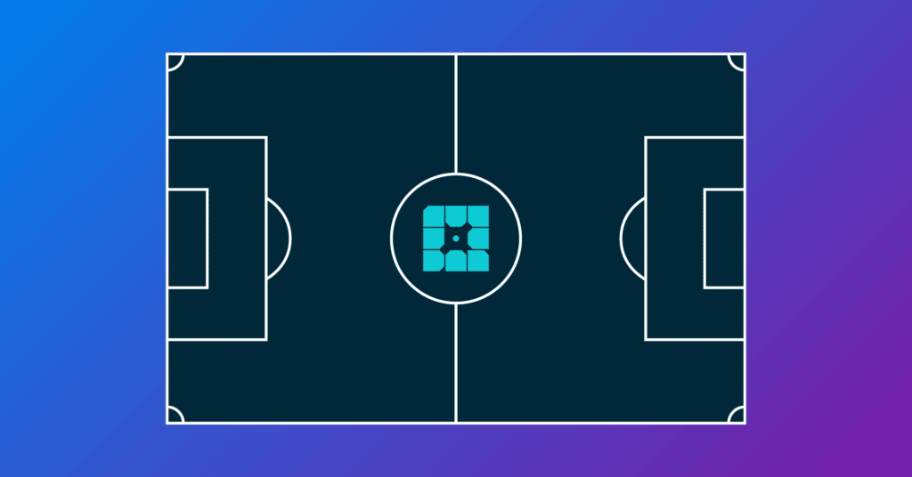 a football pitch with the WP Engine logo in the center spot
