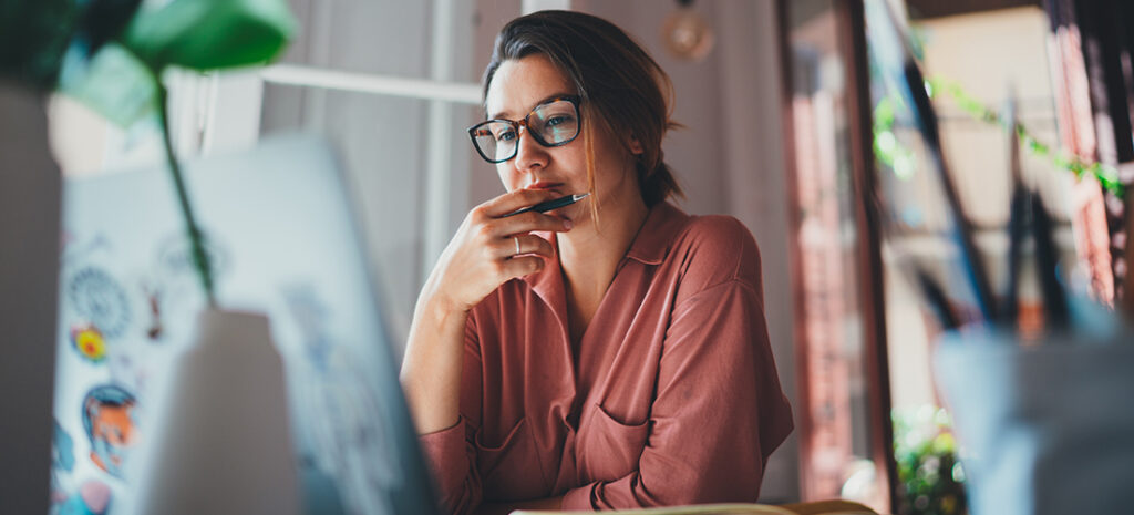 a woman works on her WordPress site