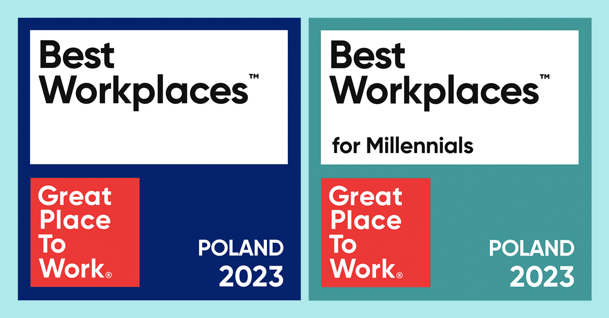 promotional images for Poland Great Place to Work and Great Place to Work for Millennials side-by-side on a light blue background