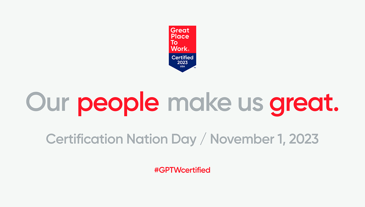 Promotional graphic reads Our People Make us Great, Certification Nation Day, November 1, 2023