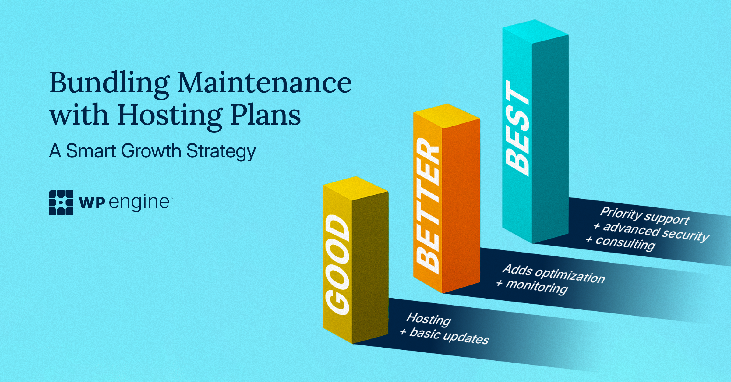 An illustration showing different tiers of maintenance plans with the article title: Bundling Maintenance with Your Hosting Plans: A Smart Growth Strategy